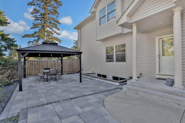 view of patio featuring a gazebo