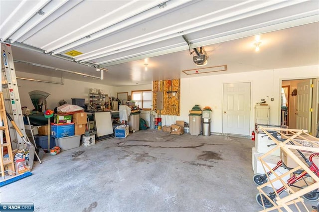 garage with a garage door opener