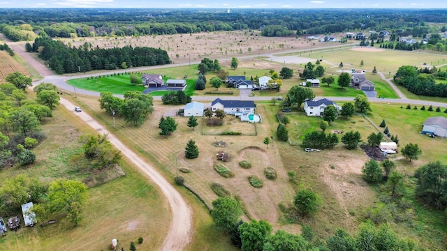 aerial view with a rural view