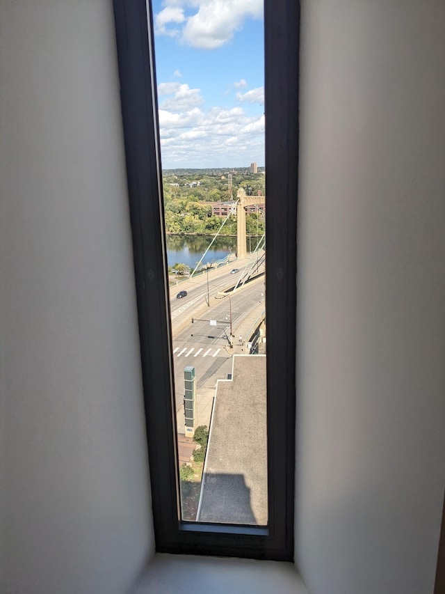 room details featuring a water view