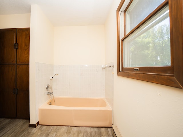 bathroom with hardwood / wood-style flooring