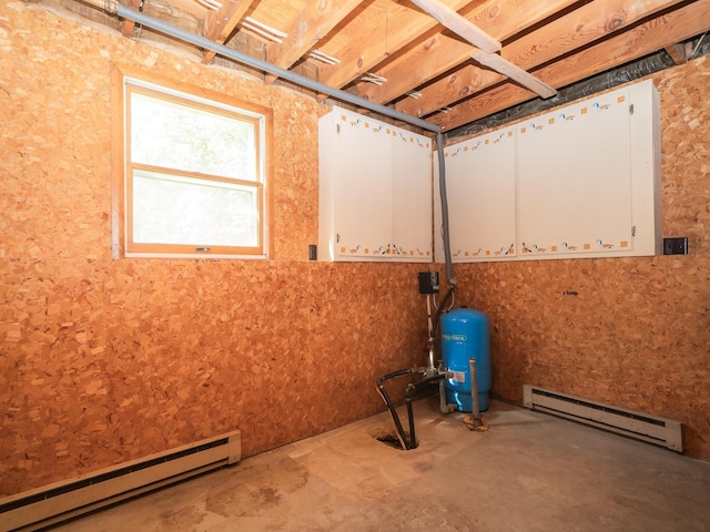 basement with baseboard heating