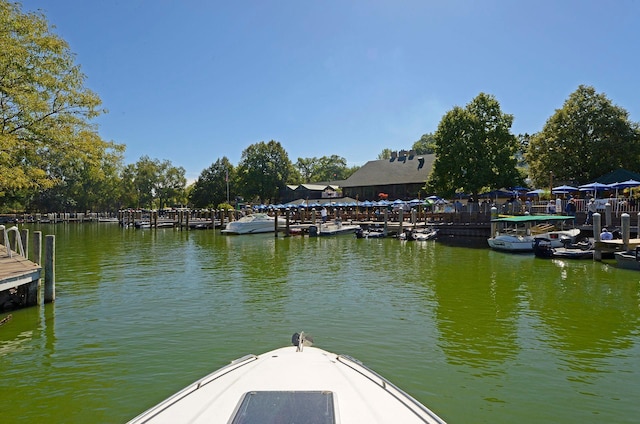 view of dock featuring a water view