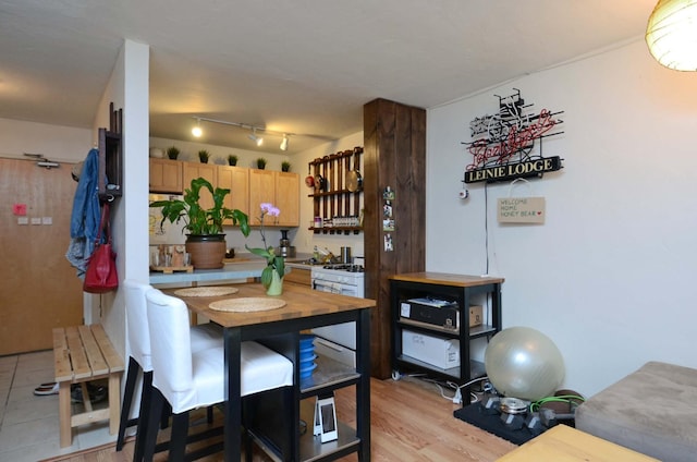 dining area with light hardwood / wood-style flooring