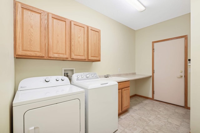 laundry room featuring cabinets, independent washer and dryer, and sink