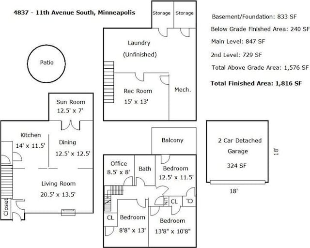 4837 11th Ave S, Minneapolis, MN 55417 - view of home floor plan