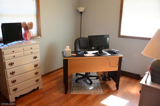 office space featuring light hardwood / wood-style floors