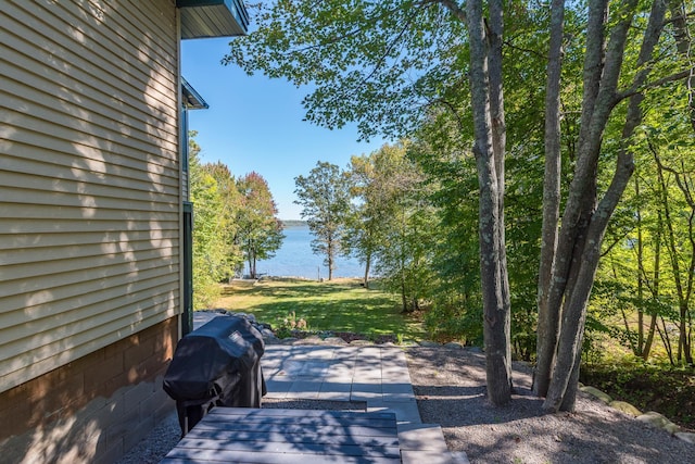 27734 Ridgewood Dr, Merrifield, MN 56465 - view of patio with a water view