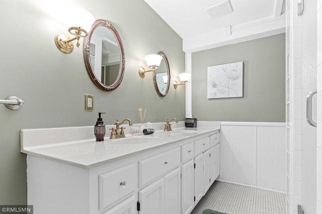 bathroom featuring vanity and tile patterned floors