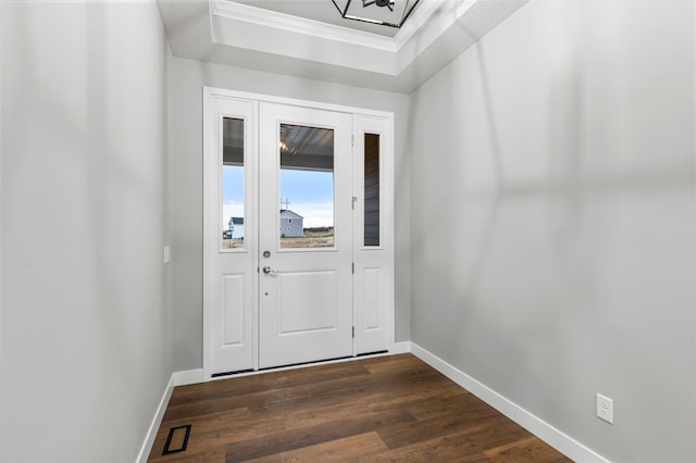 doorway featuring dark hardwood / wood-style flooring