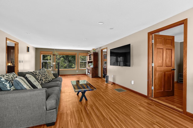 living room with hardwood / wood-style flooring