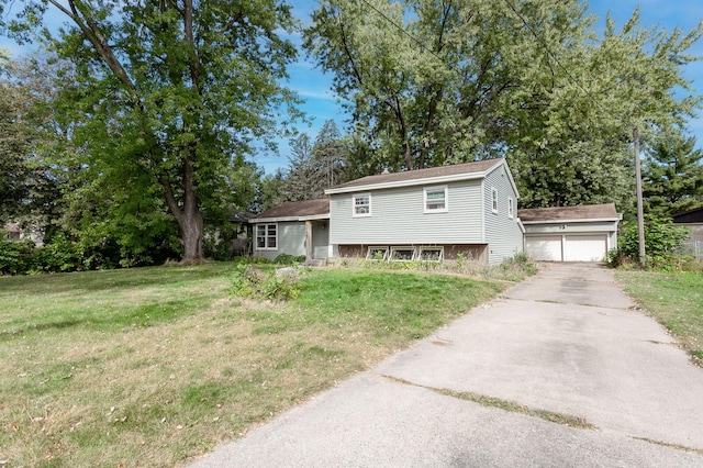 split level home featuring a front lawn