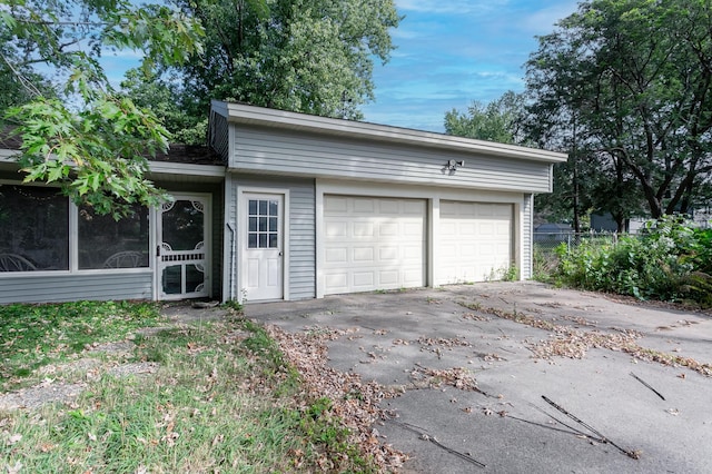 view of garage