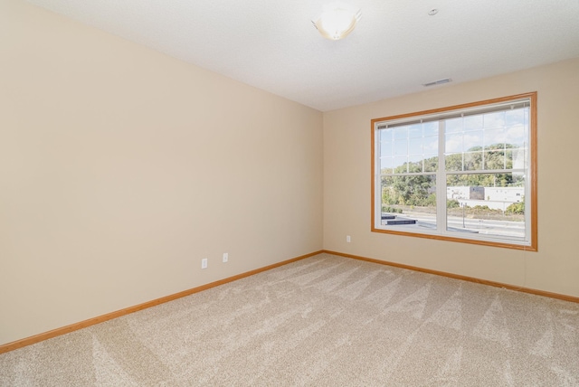 spare room featuring carpet floors and a textured ceiling