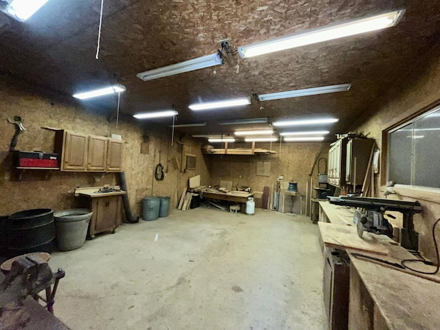 interior space with a workshop area