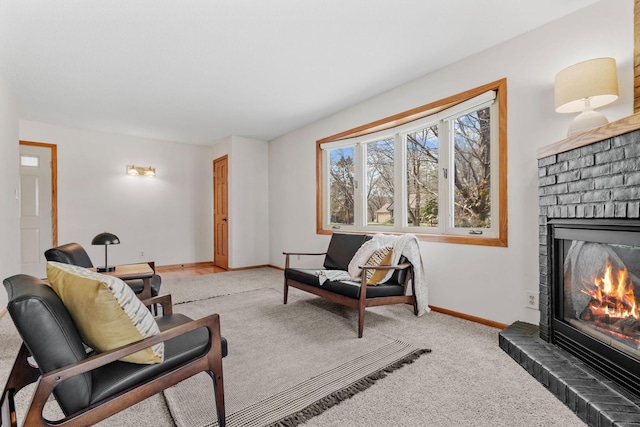 8011 Long Lake Rd, Mounds View, MN 55112 - living room with a fireplace and light carpet