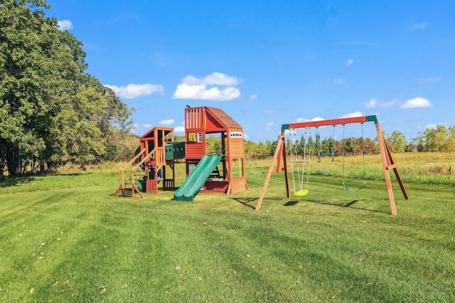 view of play area with a yard