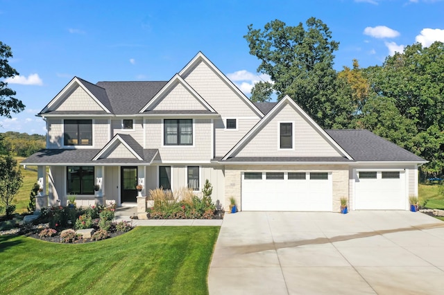 view of front of house featuring a porch and a front yard