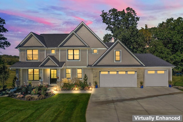 craftsman house featuring a yard