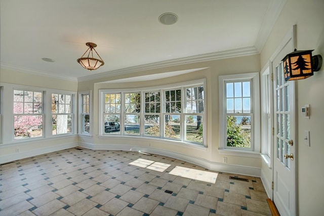 view of unfurnished sunroom