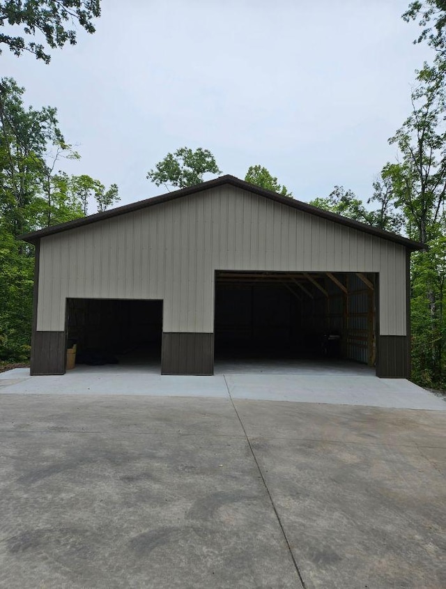 garage with wooden walls