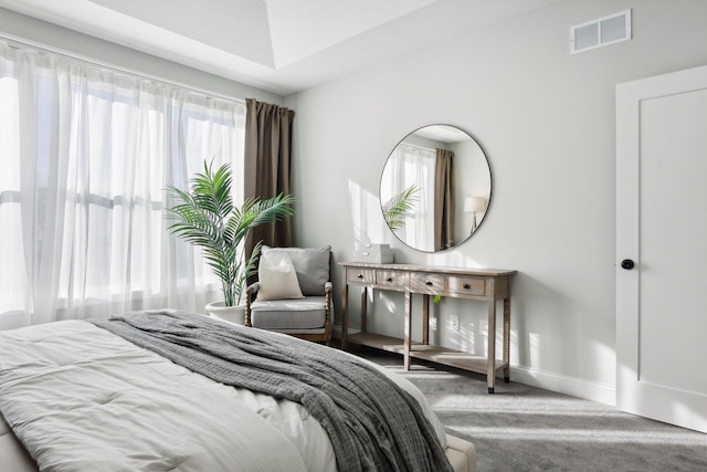 bedroom with carpet flooring and multiple windows