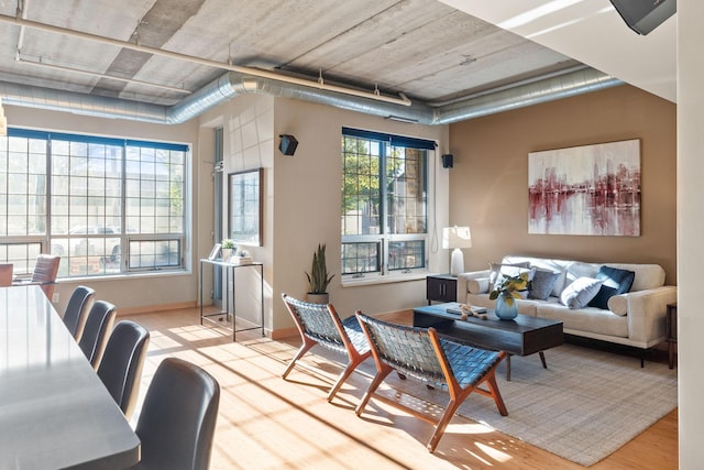 living room with light hardwood / wood-style floors