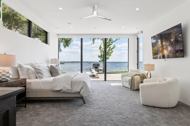 1225 Shoreline Dr, Orono, MN 55391 - carpeted bedroom featuring access to exterior and recessed lighting