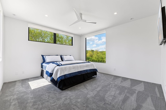 1225 Shoreline Dr, Orono, MN 55391 - carpeted bedroom featuring recessed lighting and ceiling fan