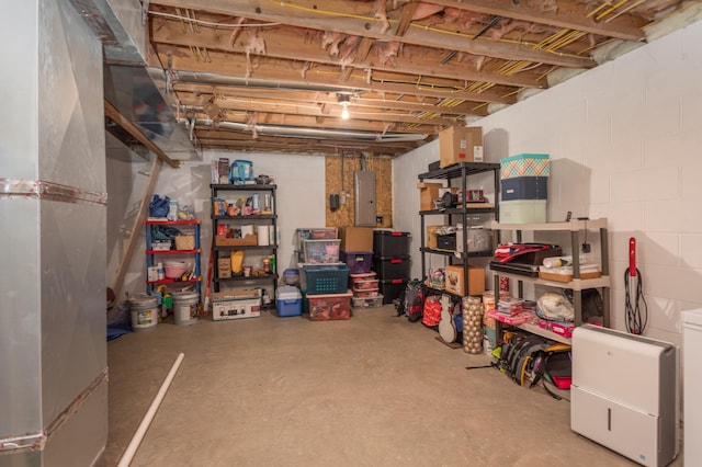 basement with electric panel