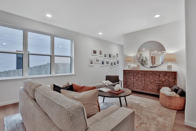 living room featuring light hardwood / wood-style flooring