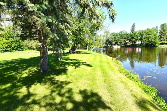 view of home's community featuring a yard and a water view