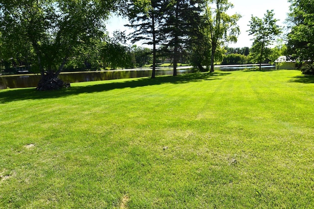 view of yard with a water view