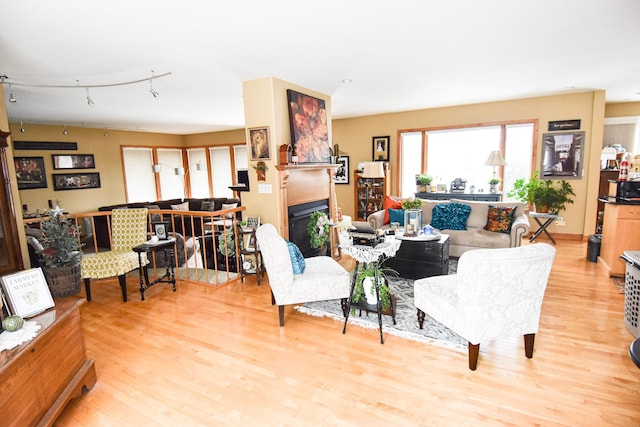 living room featuring light wood-type flooring