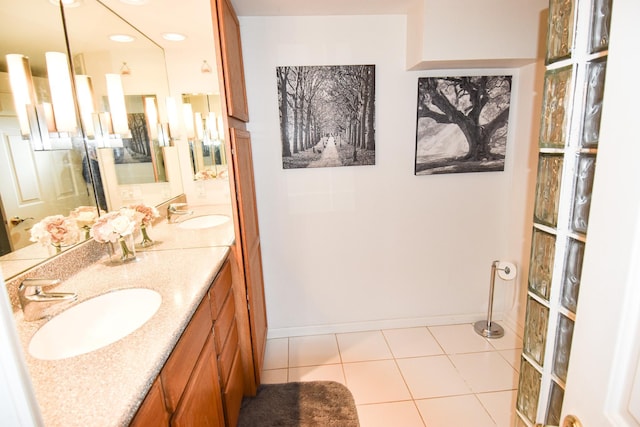 bathroom featuring vanity and tile patterned floors