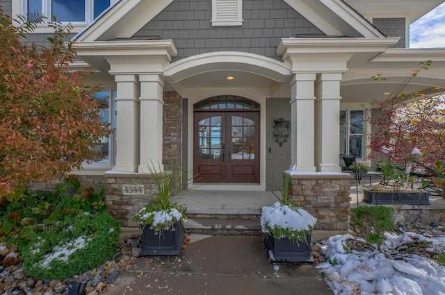 property entrance with a porch