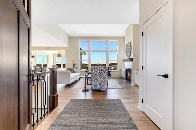 interior space with light hardwood / wood-style floors