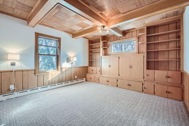 interior space with wooden walls, wooden ceiling, and plenty of natural light