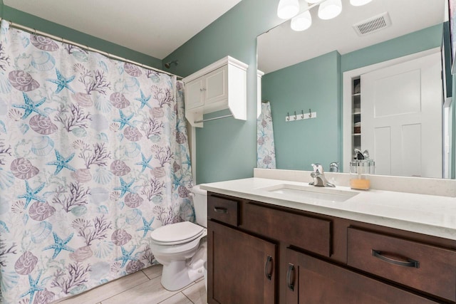 646 Shardlow Pl NE, Byron, MN 55920 - full bathroom featuring vanity, toilet, a shower with shower curtain, and visible vents