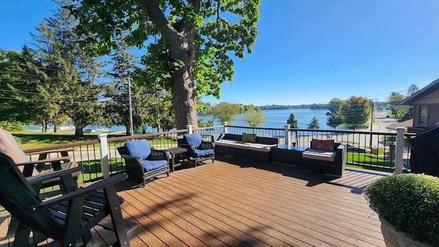 deck with a water view