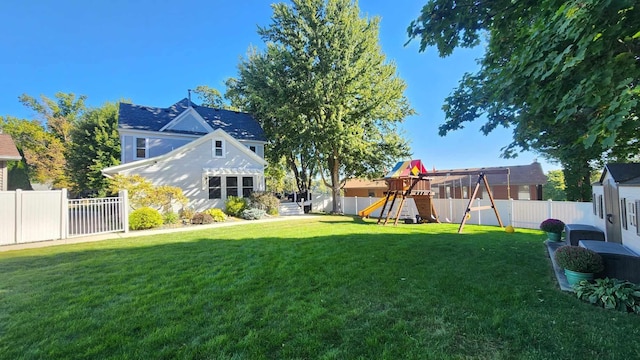 view of yard with a playground