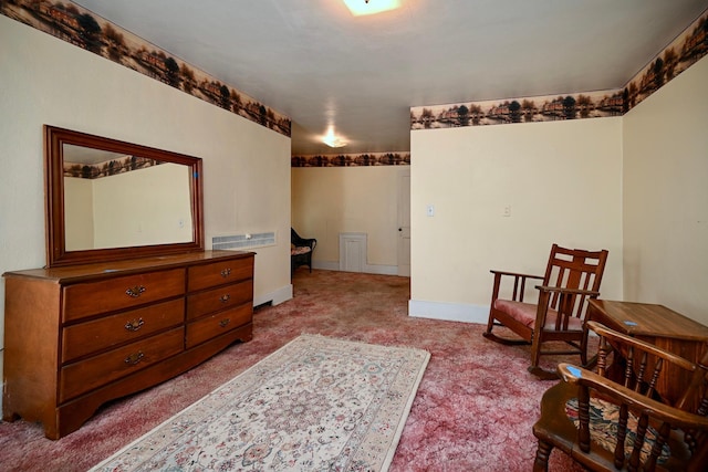 living area with light colored carpet