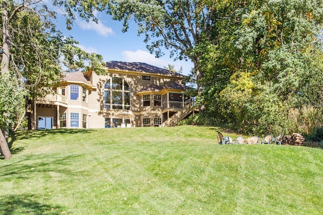 view of yard with a deck