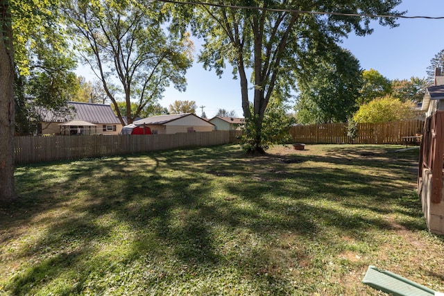 view of yard featuring a fenced backyard
