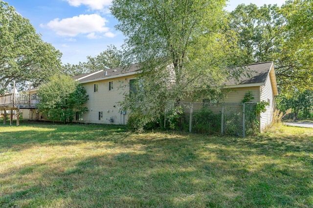 view of yard featuring a deck