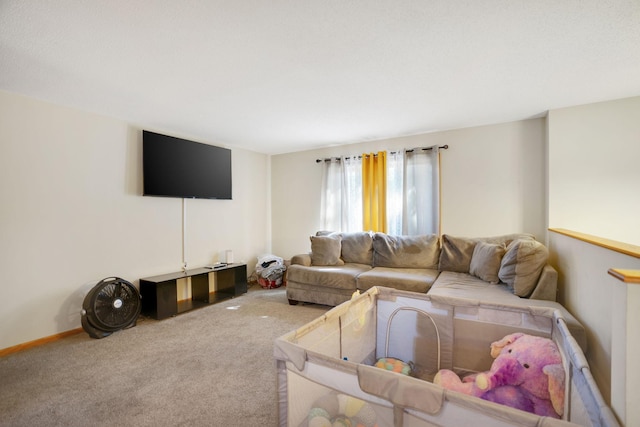 living room featuring carpet floors