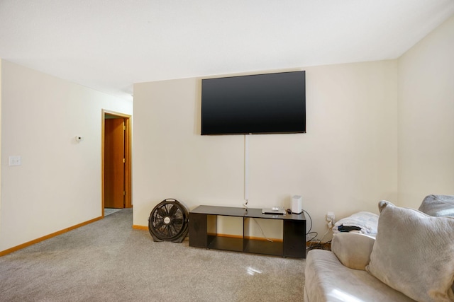 living room featuring light colored carpet