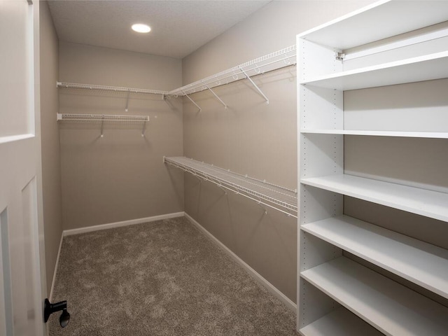 spacious closet with dark carpet