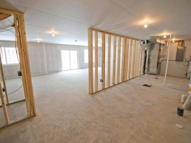 basement with electric panel