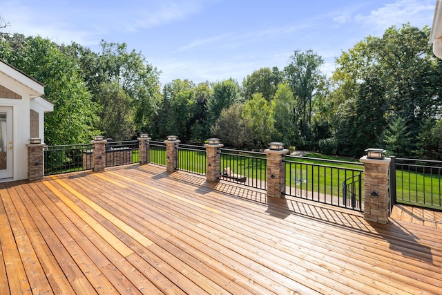 deck with a yard